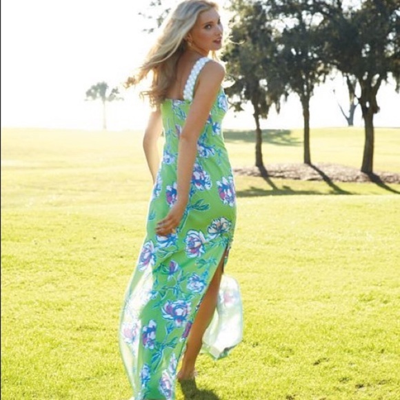 Lilly Pulitzer Harwin Silk Floral Maxi Dress 12 - Picture 2 of 4